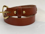 English Harness Leather Belt w/Nameplate -  Carmel Brown